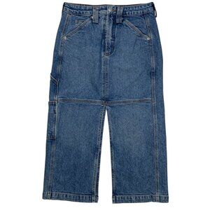 A.L.C. Alden Denim Skirt 2 Blue Medium Wash Midi Slits Cargo Pockets Fall